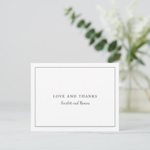 Cartão De Agradecimento Casamento Elegante Preto e Branco Atemporal