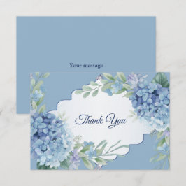 Cartão De Agradecimento Casamento Elegante Quadro Folhas Verde Floral Azul