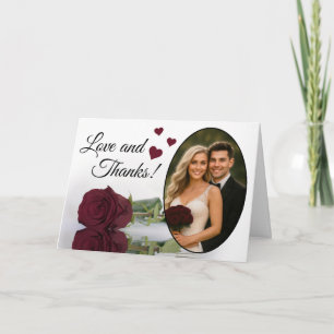 Cartão De Agradecimento Casamento Elegante Rosa Burgundy Amor & Agradecime