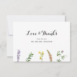 Cartão De Agradecimento Casamento Elegante Rustic Boho Floral Wildflower