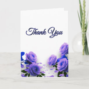 Cartão De Agradecimento Casamento Elegante Simples Rosas Azuis O Amor está