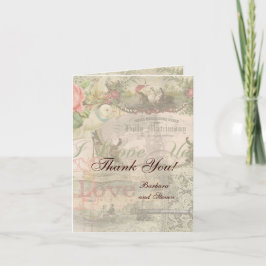 Cartão De Agradecimento Casamento Elegante Vintage Antigo Casamento Antigo