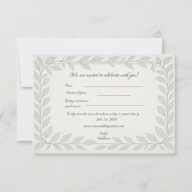 Cartão De Agradecimento Casamento Elven Silverleaf - Design de Resposta Fo (Frente)