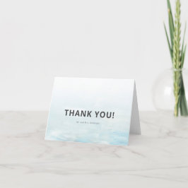 Cartão De Agradecimento Casamento em Aquarela Náutica Azul Moderna