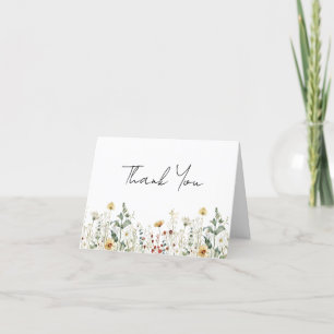 Cartão De Agradecimento Casamento em Campo de Flores Silvestres de Verão
