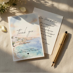 Cartão De Agradecimento Casamento em Santorini Costa Mediterrânea