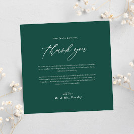 Cartão De Agradecimento Casamento Emerald Verde Mínimo Moderno