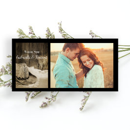 Cartão De Agradecimento Casamento entre Cowboy Hat e Barn Wood Ocidental O