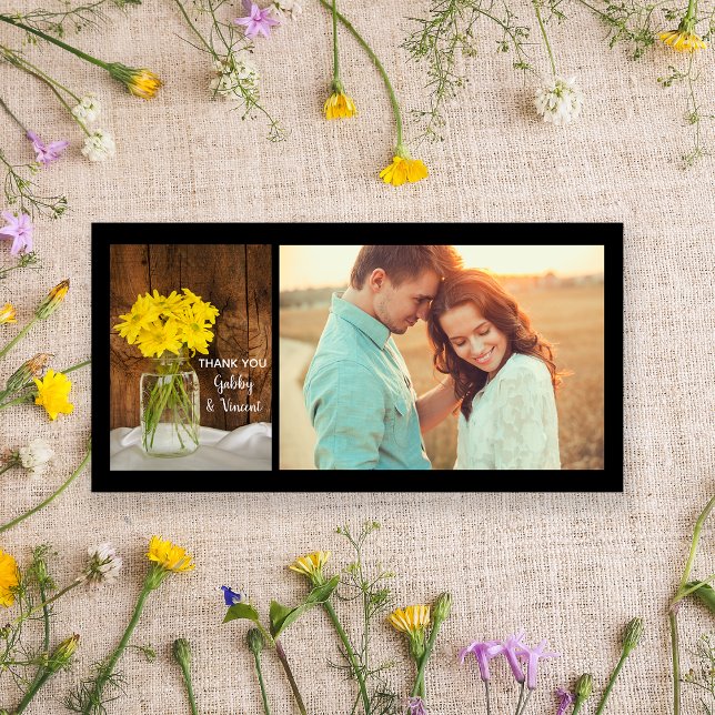 Cartão De Agradecimento Casamento entre Mason Jar e Daisies - Obrigado (Criador carregado)