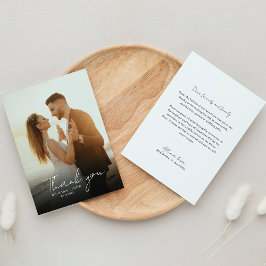 Cartão De Agradecimento Casamento Escrito à Mão Foto Mínima Clássica