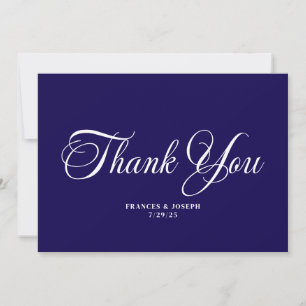 Cartão De Agradecimento Casamento Escrito Formal Azul Escuro e Bonito