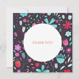 Cartão De Agradecimento Casamento Escuro Floral Boho Watercolor
