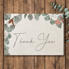 Cartão De Agradecimento Casamento Eucalipto Wreath Verde Mínimo