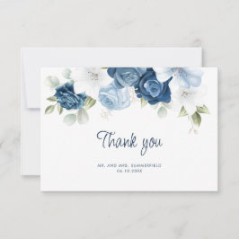 Cartão De Agradecimento Casamento Eucalyptus Floral Azul Elegante