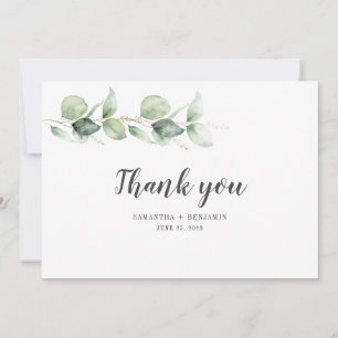 Cartão De Agradecimento Casamento Eucalyptus Greenery Modern Watercolor