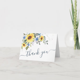 Cartão De Agradecimento Casamento Eucalyptus Sunflower Elegante