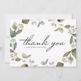 Cartão De Agradecimento Casamento Eucalyptus Wreath com Semente de Água