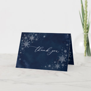 Cartão de Agradecimento Casamento Flocos de Neve à