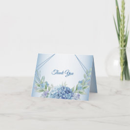 Cartão De Agradecimento Casamento Floral Azul Herbal Moldura Poeirento Vin