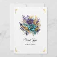 Casamento Floral Azul Turquesa, Roxo e Dourado
