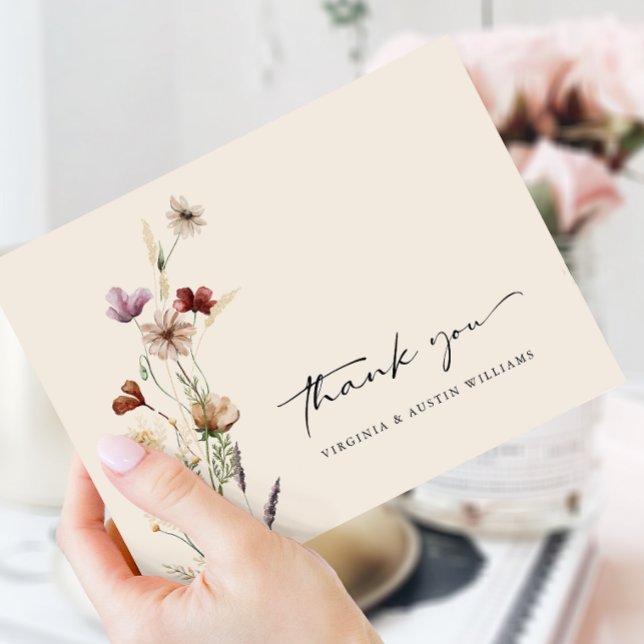 Cartão De Agradecimento Casamento Floral Boho (Floral Boho Wedding Thank You Card
)