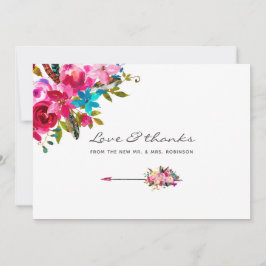Cartão De Agradecimento Casamento Floral Boho Chic Aquarela