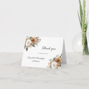 Cartão De Agradecimento Casamento Floral Botânico Neutro Verde Bege