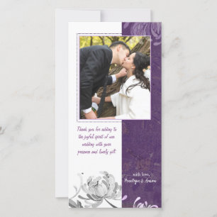 Cartão De Agradecimento Casamento Floral Branca De Eggplant Obrigado Cartã