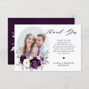 Cartão De Agradecimento Casamento Floral Branca De Púrpura De Pera De Marf