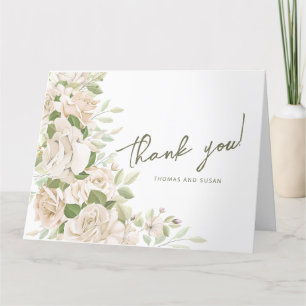 Cartão De Agradecimento Casamento Floral Branco Obrigado, Casamento com Ve