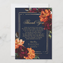 Casamento Floral Burgundy Laranja Navy Sombrio