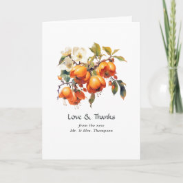 Cartão De Agradecimento Casamento Floral Caqui