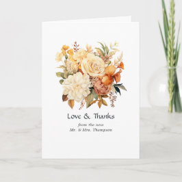 Cartão De Agradecimento Casamento Floral Champanhe e Marfim