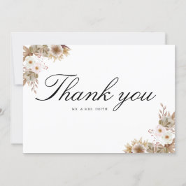 Cartão De Agradecimento Casamento floral Chic Bohemian