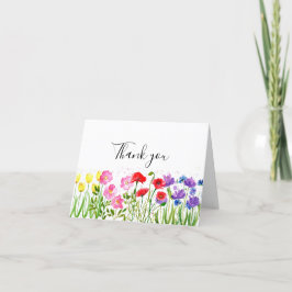 Cartão De Agradecimento Casamento Floral Clássico de Flor Selvagem Obrigad