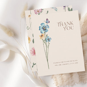 Cartão De Agradecimento Casamento Floral Colorida Simples