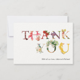 Cartão De Agradecimento Casamento Floral Colorido Moderno Obrigado