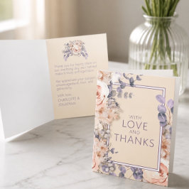 Cartão De Agradecimento Casamento Floral Cor de Pêssego