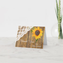 Cartão De Agradecimento Casamento Floral Da Madeira De Sunflower Obrigado