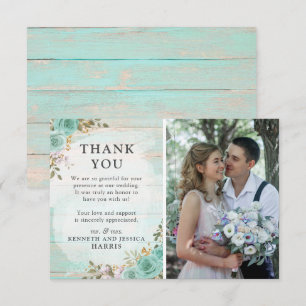 Cartão De Agradecimento Casamento Floral Da Madeira Rustic Obrigado Cartã