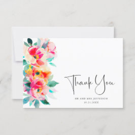 Cartão De Agradecimento Casamento Floral das Flores Selvagens de Aquarela 