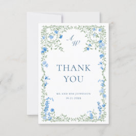 Cartão De Agradecimento Casamento Floral das Flores Selvagens de Aquarela 