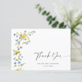 Cartão De Agradecimento Casamento Floral das Flores Selvagens de Aquarela 