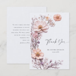 Cartão De Agradecimento Casamento Floral das Flores Selvagens de Aquarela 