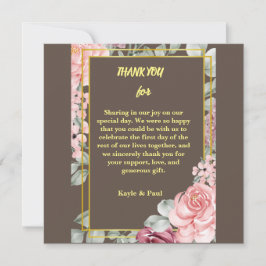 Cartão De Agradecimento Casamento Floral de Blush Rosa-Rosa-Brilhante Eleg