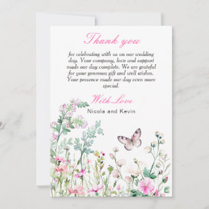 Cartão De Agradecimento Casamento Floral de Borboleta primavera