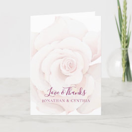 Cartão De Agradecimento Casamento Floral de Cor de Água Rosa Rosa Rosa Ele