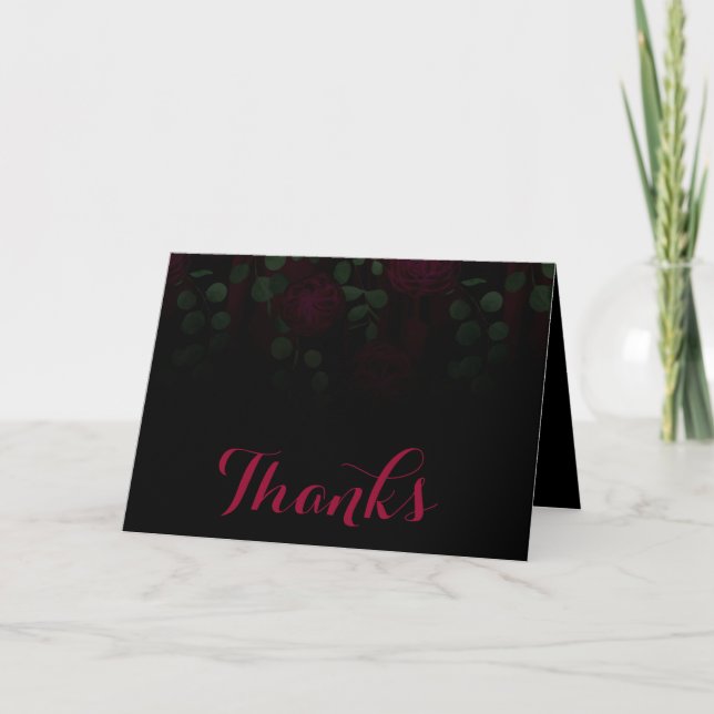 Cartão De Agradecimento Casamento Floral De Fuchsia Gothic Obrigado (Frente)