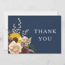 Casamento Floral de Girassol Azul Marinho Elegante