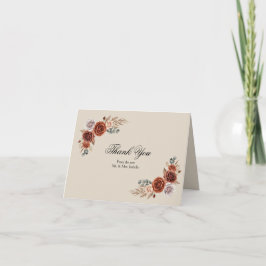 Cartão De Agradecimento Casamento Floral de Grama Pampas de Outono Boêmio 